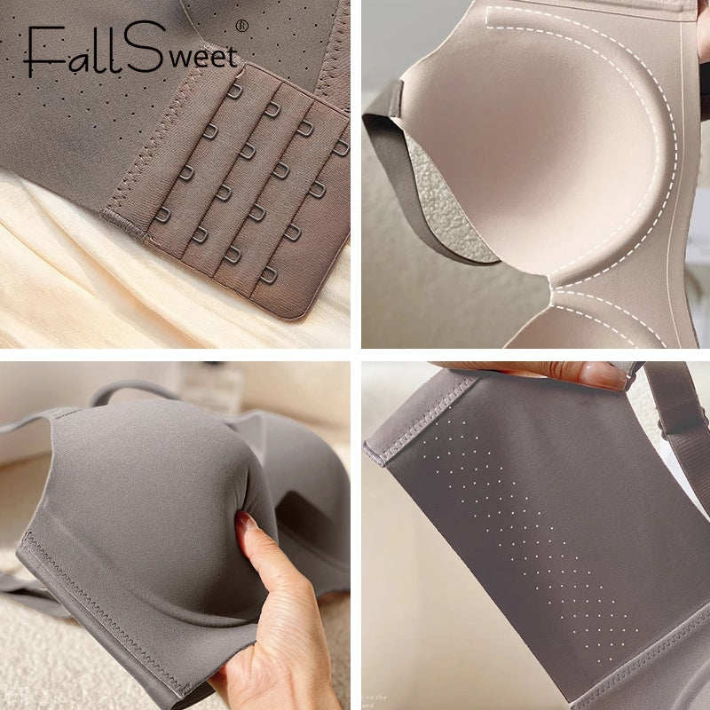 Fallsweet Nữ Push Up Bra Mềm Underwire Liền Mạch Chống Chảy xệ Brassiere B C D Cup Áo Ngực Đỏ